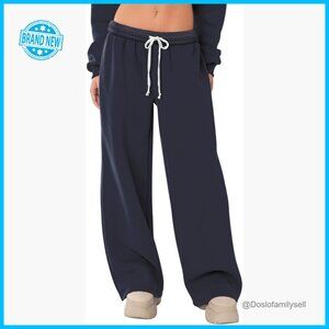 Fleece Lined Sweatpants Wide Leg Thermal Winter Warm Baggy with Pockets
